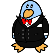 Classic Freedo dressed up in a tuxedo to celebrate the 15th anniversary of Linux-libre. Image by Jason Self from https://jxself.org/git/?p=freedo.git.