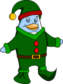 Freedo wears an elf costume. Image by Jason Self from https://jxself.org/git/?p=freedo.git.