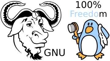 GNU operating system + Linux-libre kernel = 100% Freedom