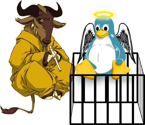 (en=>fr) GNU playing the flute to free Lux