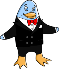 Freedo dressed up in a tuxedo to celebrate the 15th anniversary of Linux-libre. Image by Jason Self from https://jxself.org/git/?p=freedo.git.